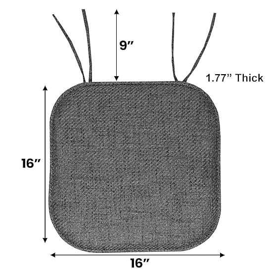 Sweet Home Collection™ Herringbone Stitch Memory Foam Non-Slip 16" x 16" Chair Cushion Pad with Ties