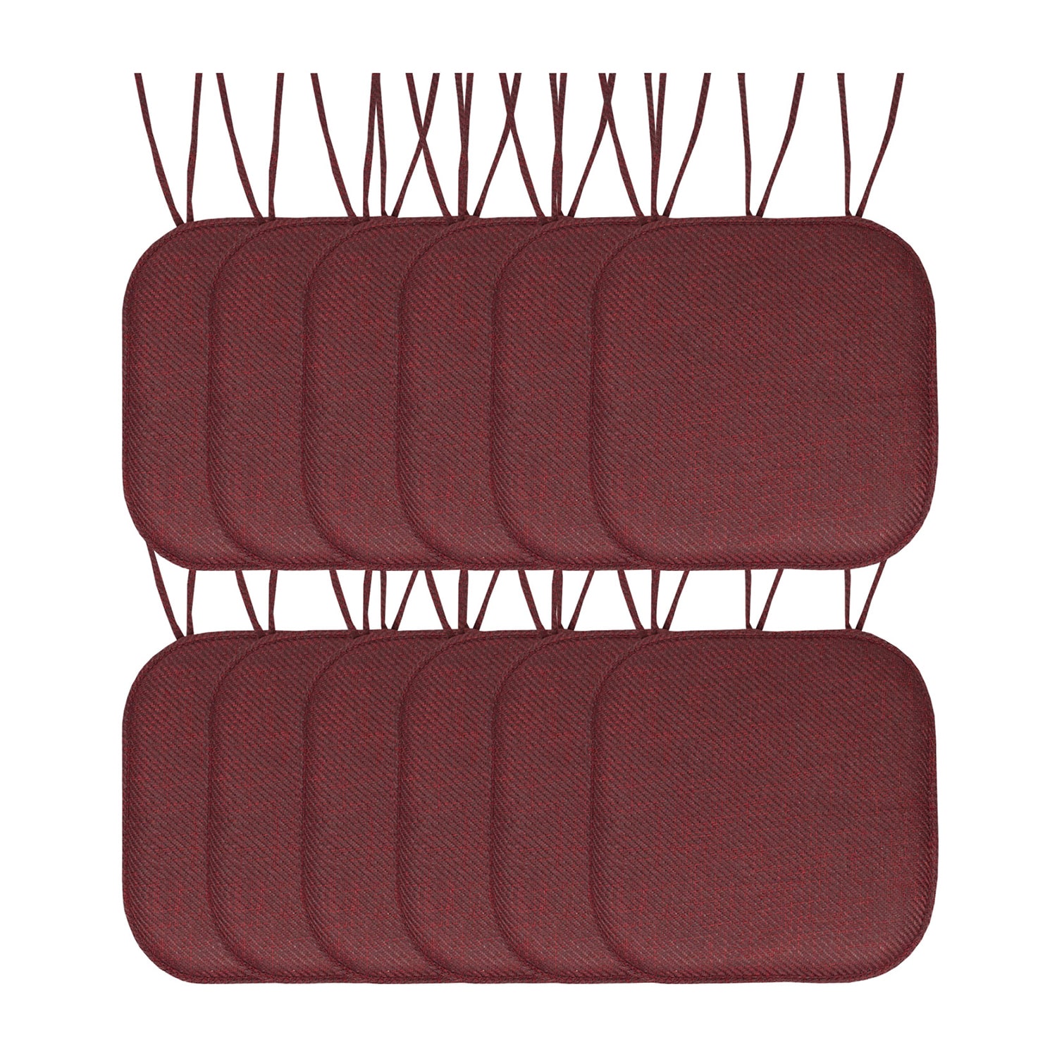 Sweet Home Collection™ Herringbone Stitch Memory Foam Non-Slip 16" x Chair Cushion Pad with Ties