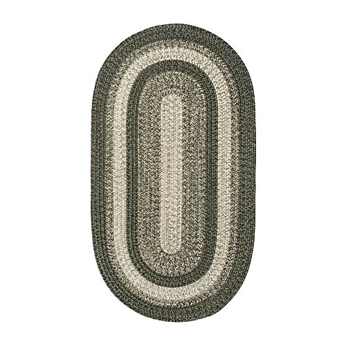 Capel Inc. Winthrop Banded Braided Reversible Indoor Outdoor Oval Area Rug In Green