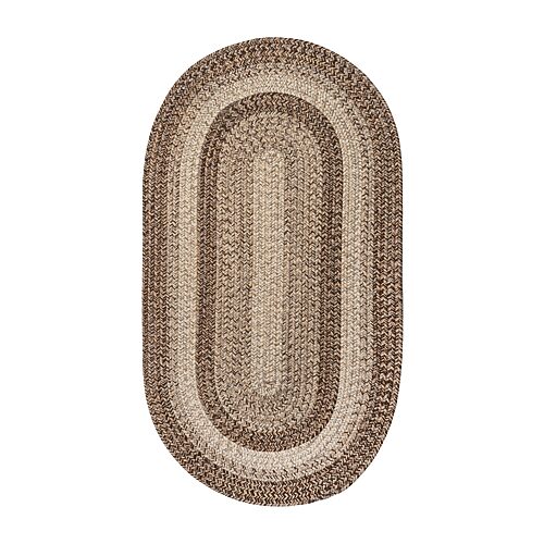 Capel Inc. Winthrop Banded Braided Reversible Indoor Outdoor Oval Area Rug In Brown
