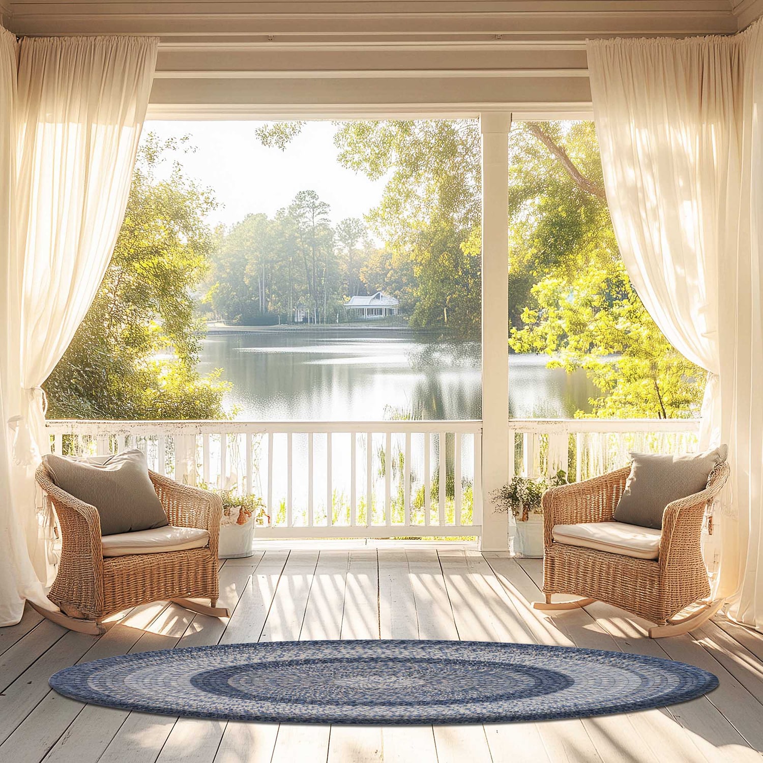 Capel Inc. Winthrop Banded Braided REVERSIBLE Indoor Outdoor Round Area Rug