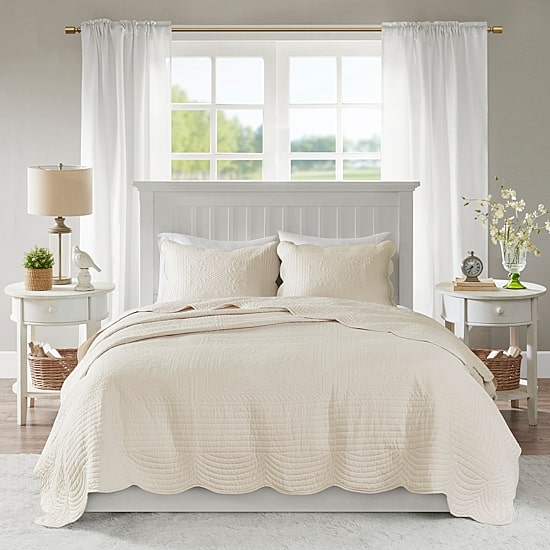 Madison Park Marino 3-Pc Reversible Scalloped Edge Quilt Set