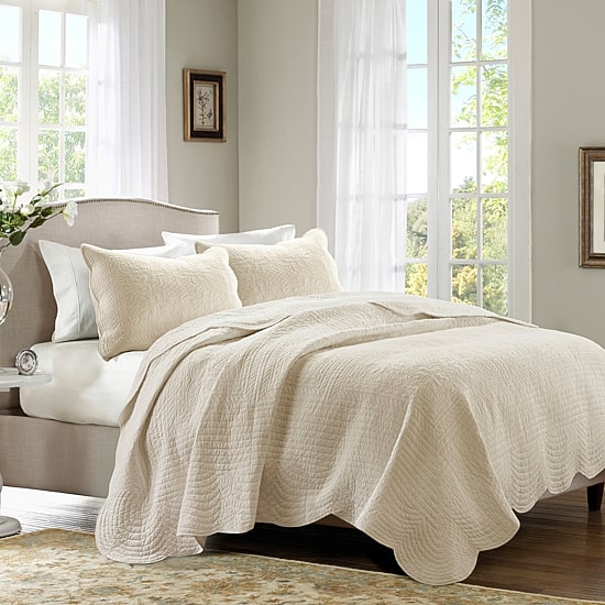 Madison Park Marino 3-Pc Reversible Scalloped Edge Quilt Set
