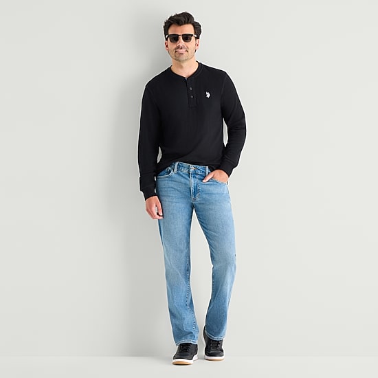 U.S. Polo Assn. Henley Mens Crew Neck Long Sleeve Regular Fit Thermal Top