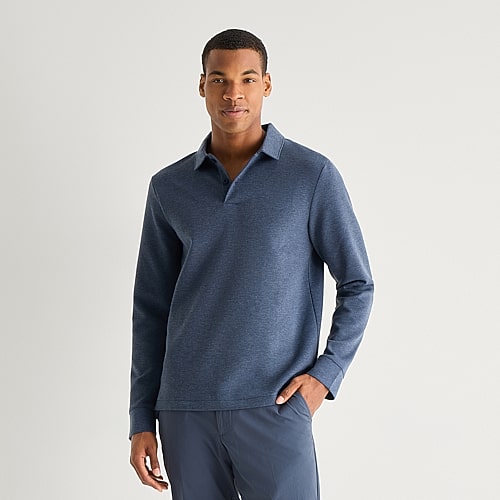 Stylus Mens Regular Fit Long Sleeve Polo Shirt In Blue