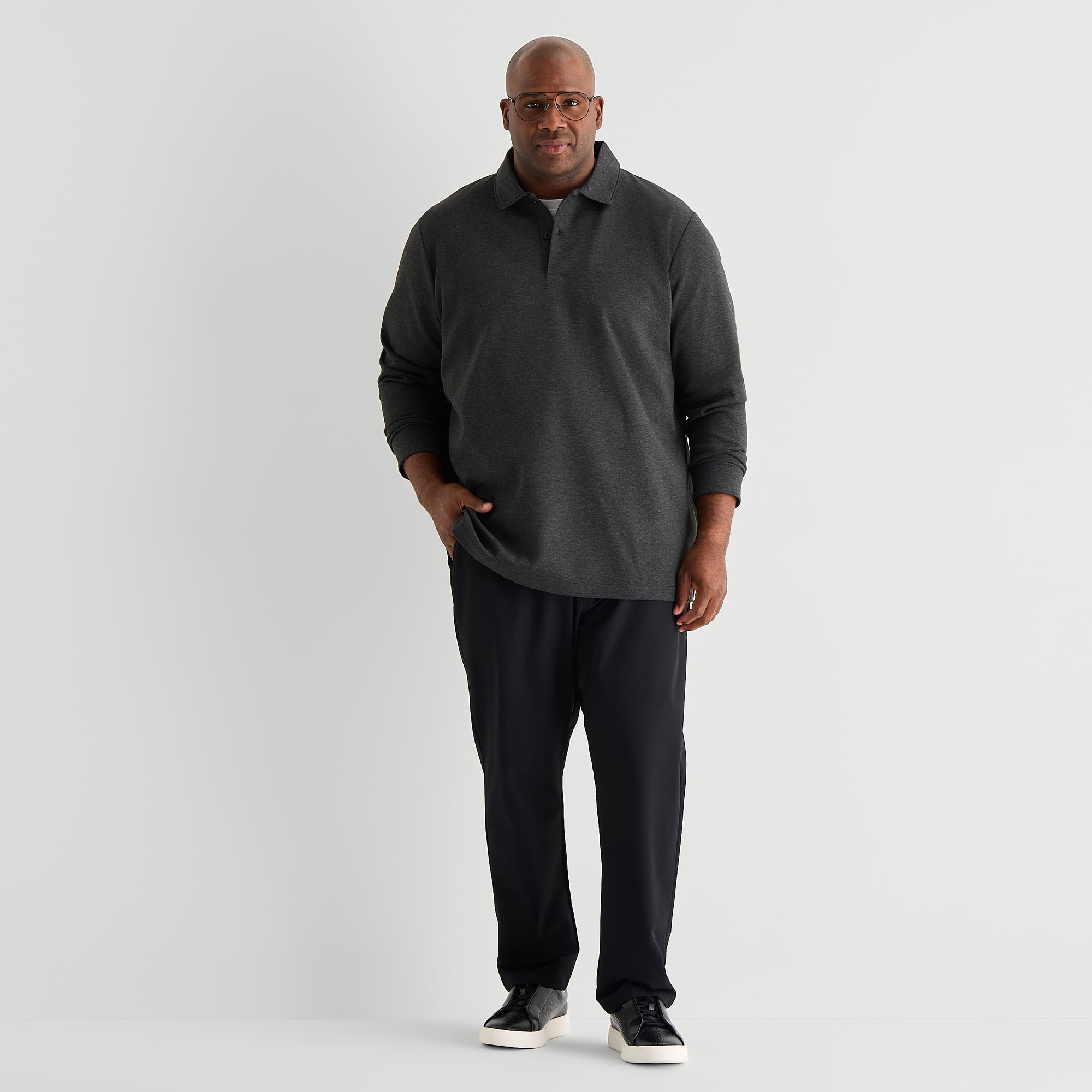 Stylus Big and Tall Mens Regular Fit Long Sleeve Polo Shirt