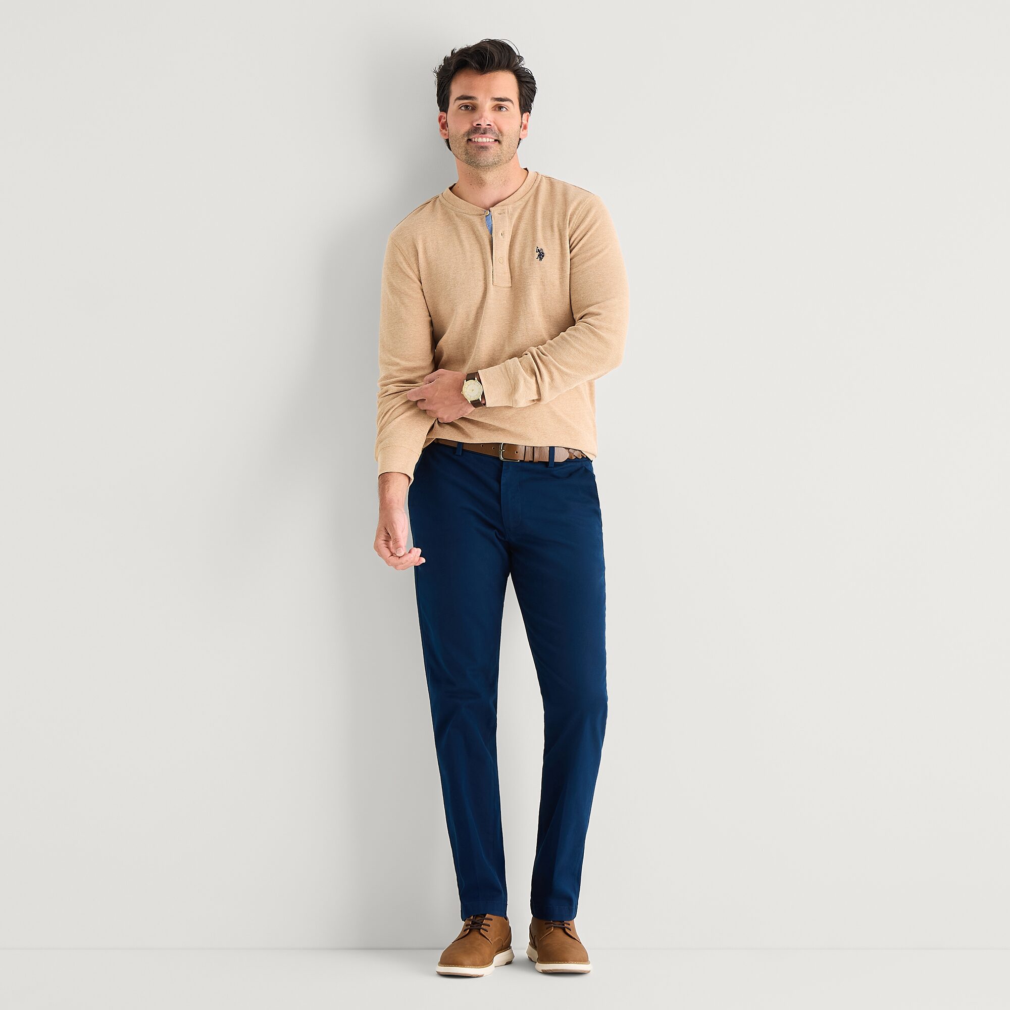 U.S. Polo Assn. Henley Mens Crew Neck Long Sleeve Regular Fit Thermal Top