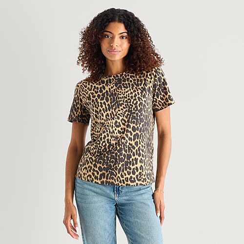 Ana Womens Tall Crew Neck Short Sleeve T-shirt In Brown