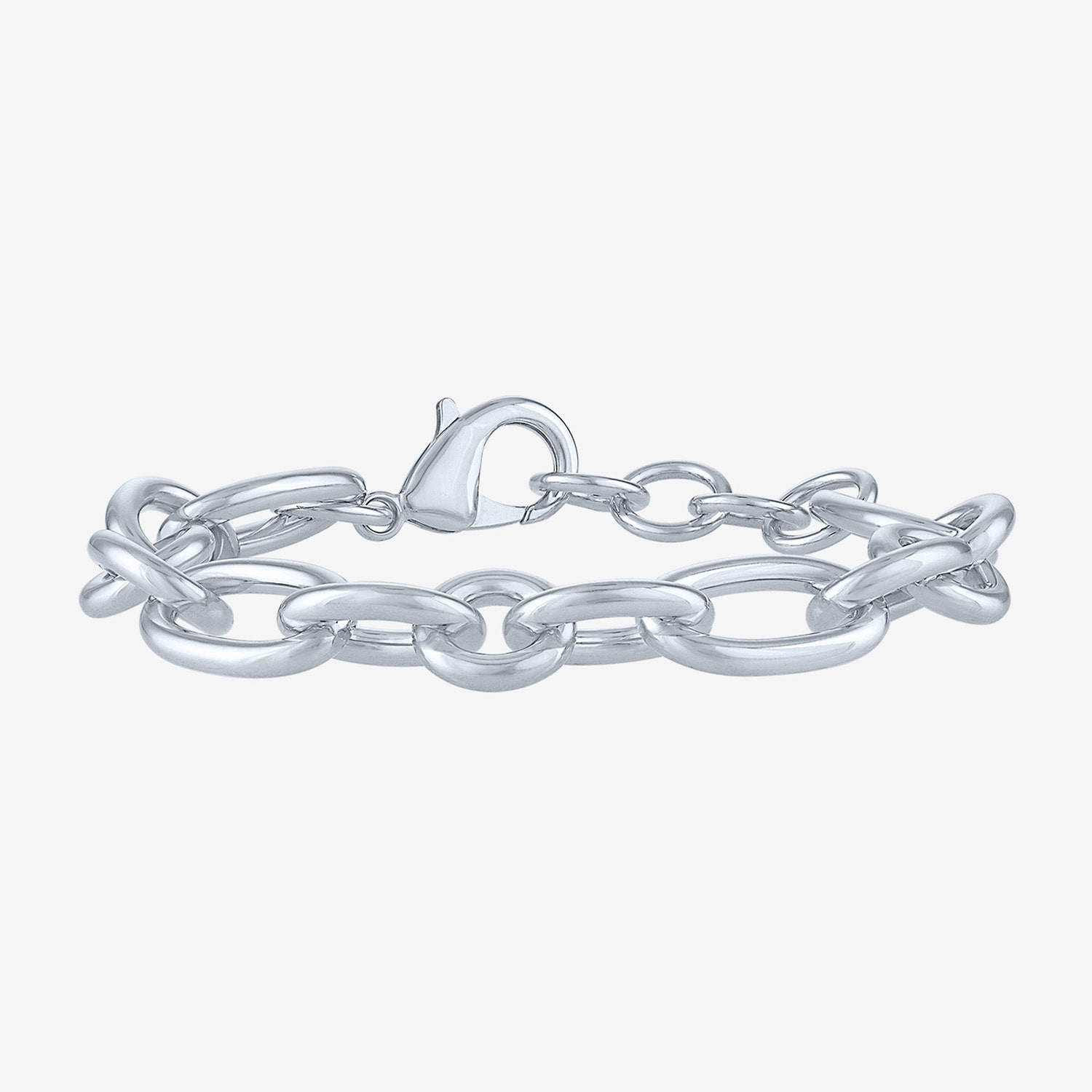 Bold Addiction Womens Pure Silver Over Brass 7.5 Inch Hollow Chain Bracelet