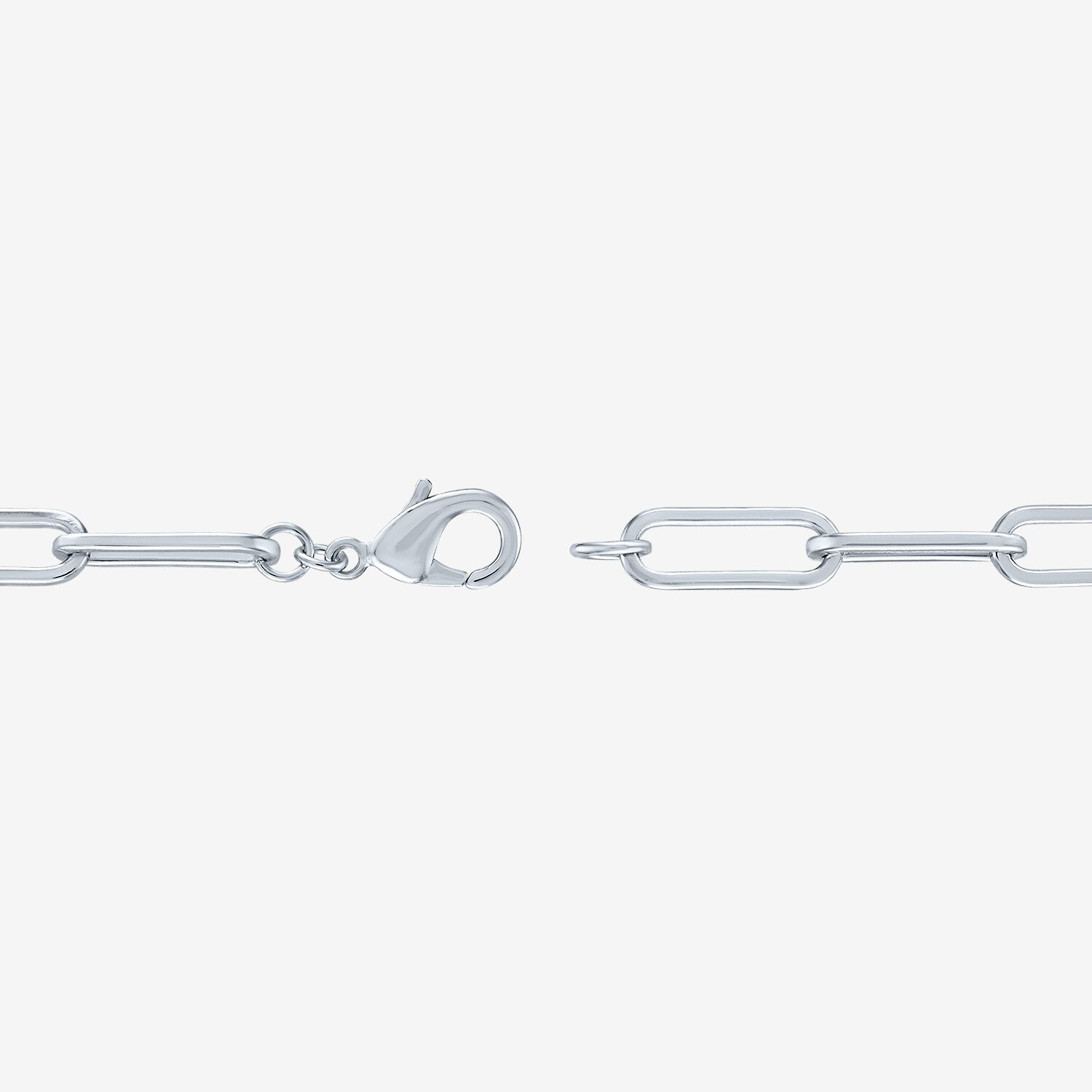 Bold Addiction Womens Pure Silver Over Brass 7.5 Inch Hollow Paperclip Chain Bracelet