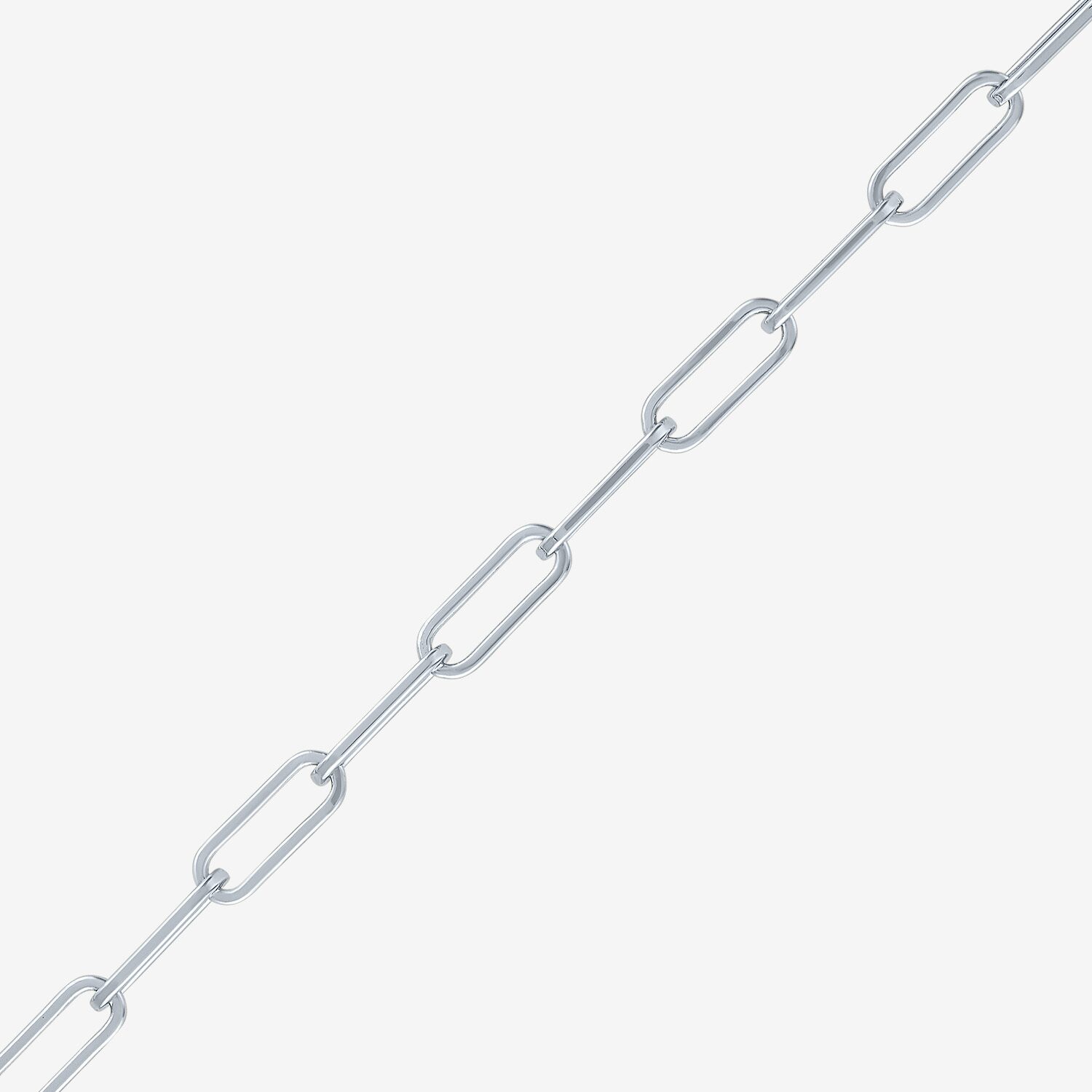 Bold Addiction Womens Pure Silver Over Brass 7.5 Inch Hollow Paperclip Chain Bracelet
