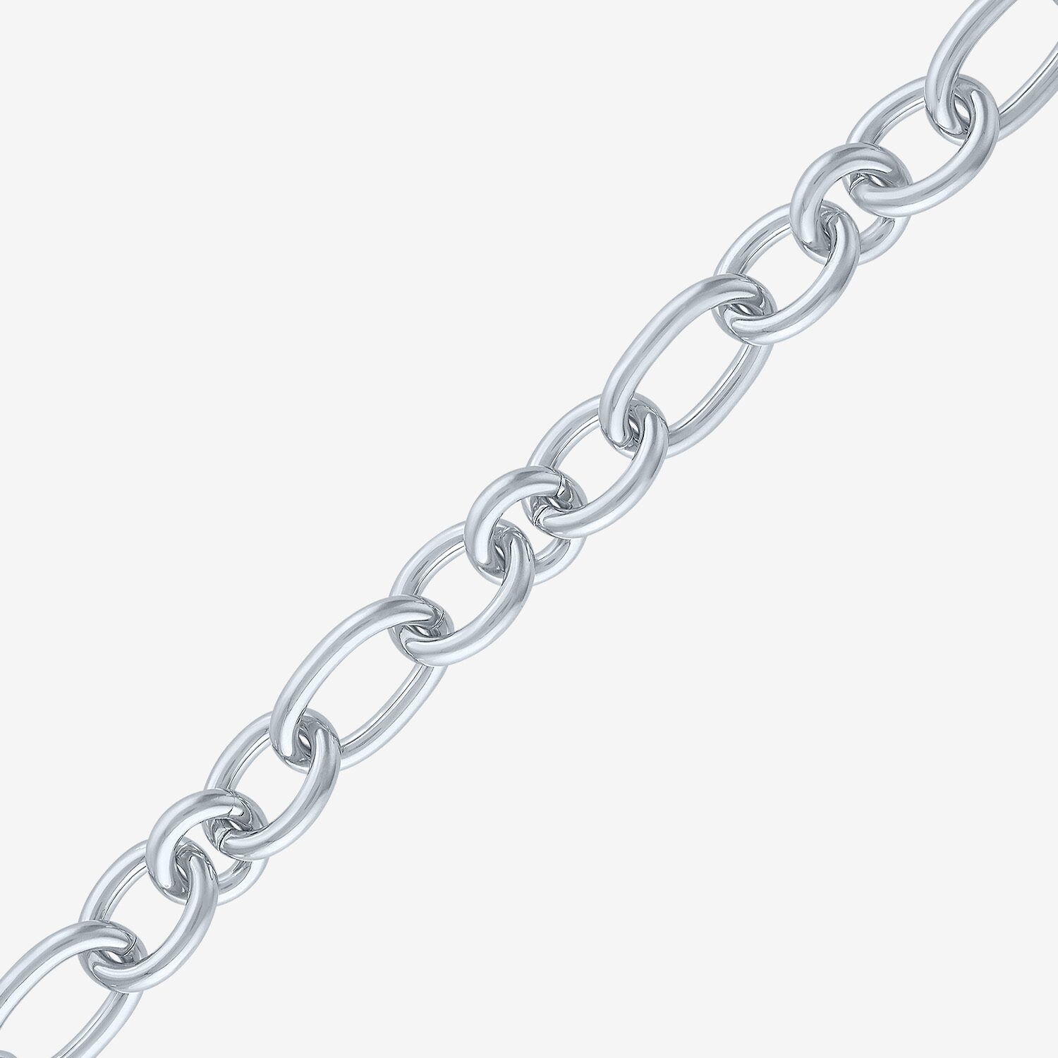 Bold Addiction Womens Pure Silver Over Brass 7.5 Inch Hollow Chain Bracelet