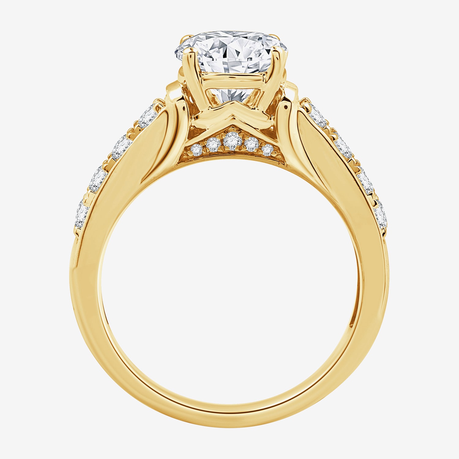 F / Si1-Si2) Womens 2 CT. T.W. Lab Grown White Diamond 14K Gold Over Silver Round Side Stone Engagement Ring