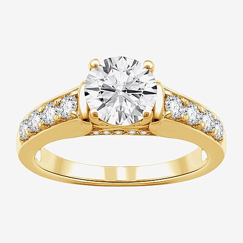 Modern Bride (f/ Si1-si2) Womens 2 Ct. T.w. Lab Grown White Diamond 14k Gold Over Silver Round Side Stone Engagem In Yellow