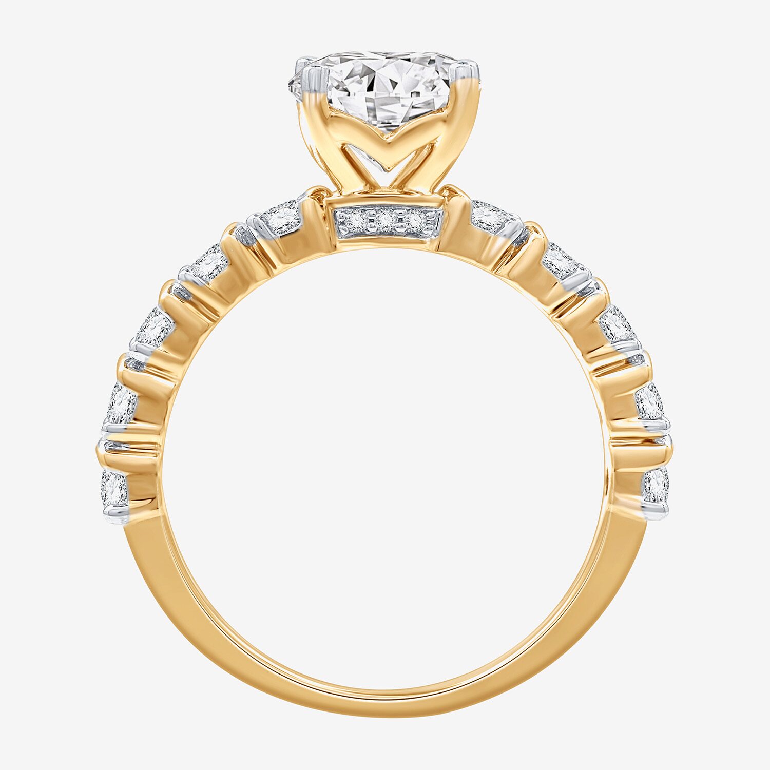 (F / Si1-Si2) Womens 2 CT. T.W. Lab Grown White Diamond 14K Gold Over Silver Round Side Stone Engagement Ring