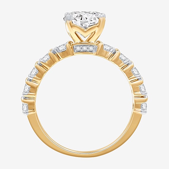 (F / Si1-Si2) Womens 2 CT. T.W. Lab Grown White Diamond Sterling Silver Round Side Stone Engagement Ring