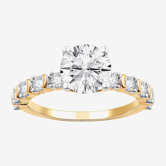 (F / Si1-Si2) Womens 2 CT. T.W. Lab Grown White Diamond Sterling Silver Round Side Stone Engagement Ring
