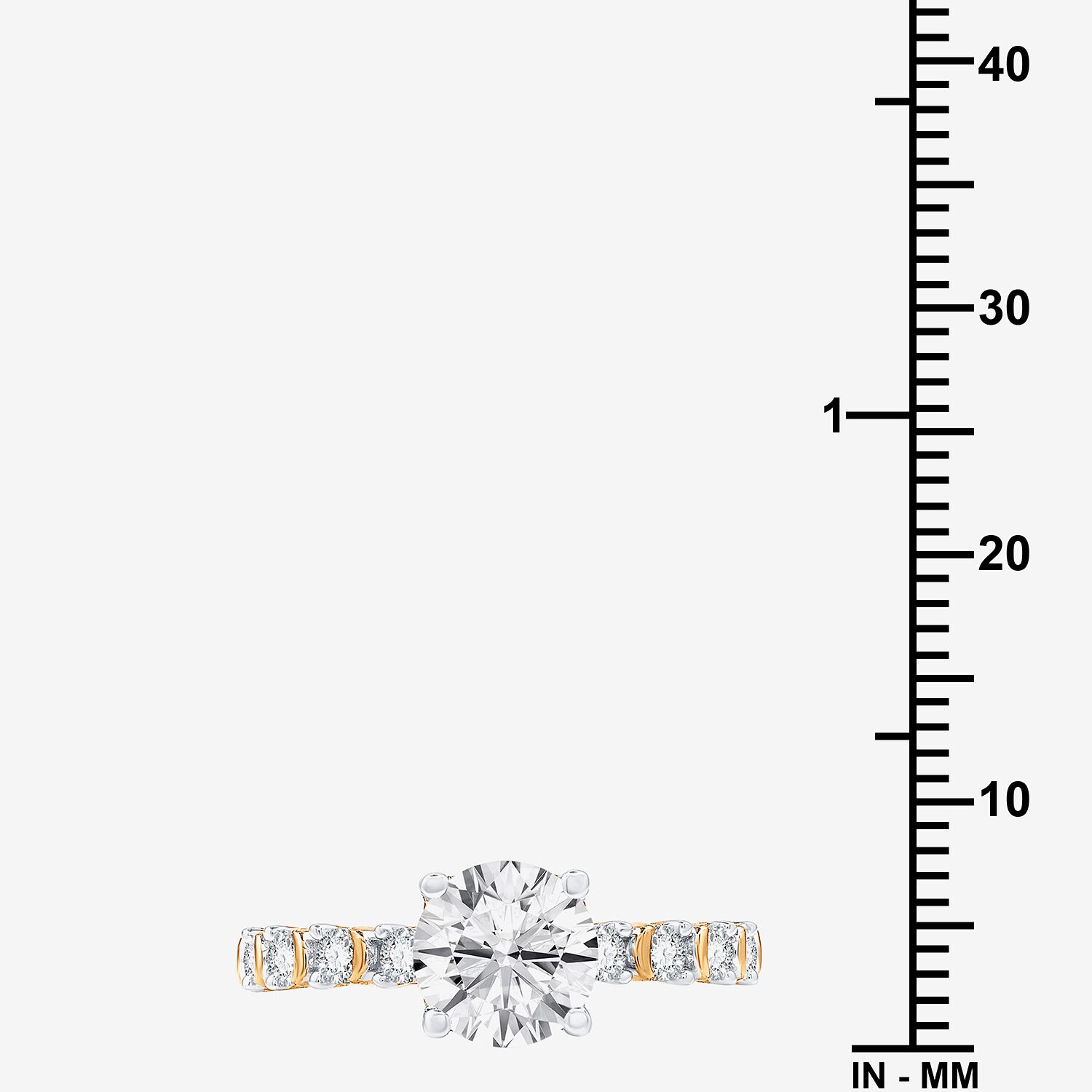 (F / Si1-Si2) Womens 2 CT. T.W. Lab Grown White Diamond 14K Gold Over Silver Round Side Stone Engagement Ring