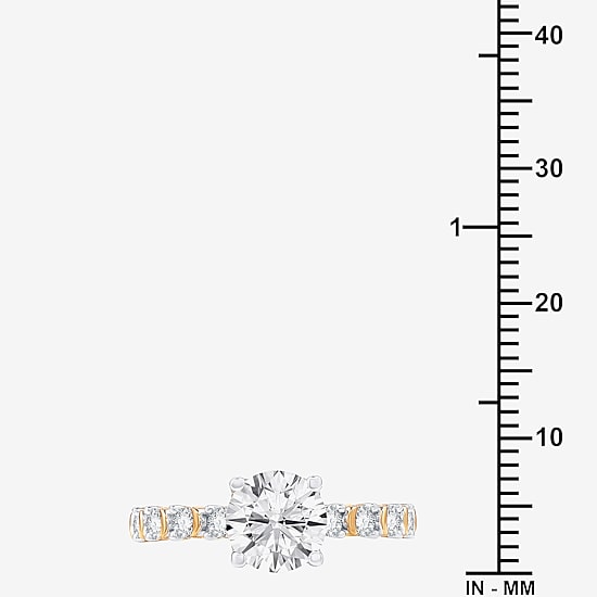 (F / Si1-Si2) Womens 2 CT. T.W. Lab Grown White Diamond Sterling Silver Round Side Stone Engagement Ring