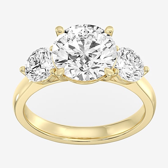 Love Lives Forever (F / Si1-Si2) Womens 4 CT. T.W. Lab Grown White Diamond 10K Gold Round 3-Stone Engagement Ring