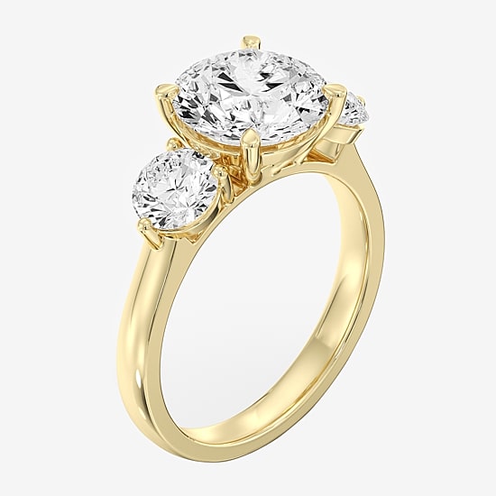 Love Lives Forever (F / Si1-Si2) Womens 4 CT. T.W. Lab Grown White Diamond 10K Gold Round 3-Stone Engagement Ring