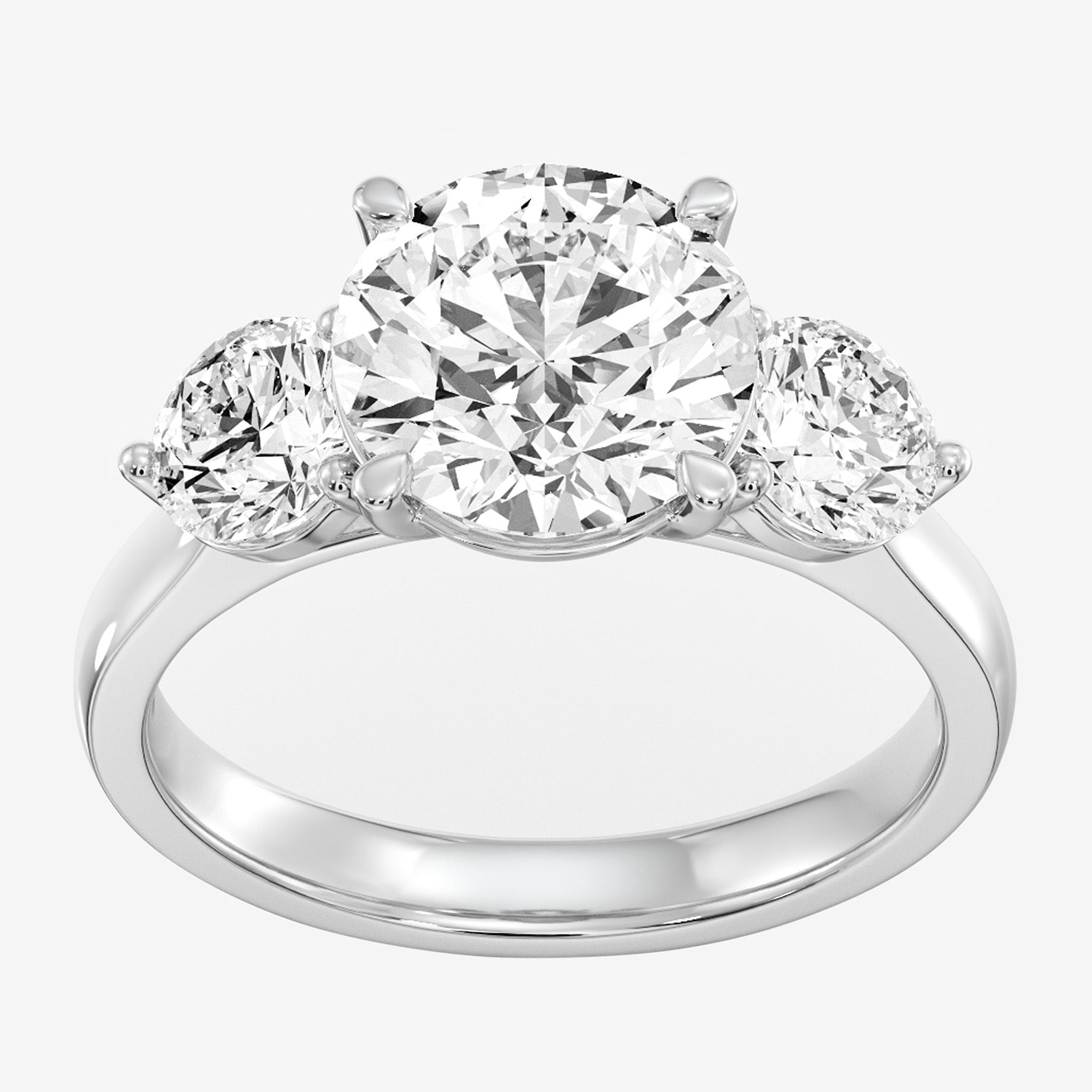 Love Lives Forever (F / Si1-Si2) Womens 4 CT. T.W. Lab Grown White Diamond 10K Gold Round 3-Stone Engagement Ring