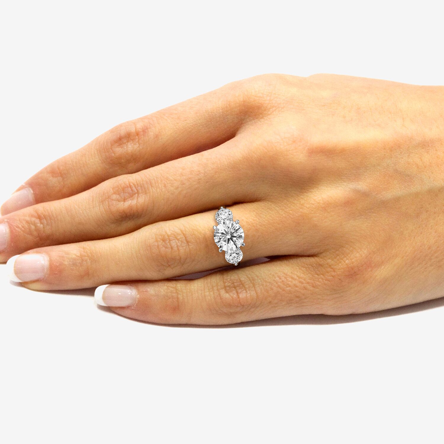 Love Lives Forever (F / Si1-Si2) Womens 4 CT. T.W. Lab Grown White Diamond 10K Gold Round 3-Stone Engagement Ring