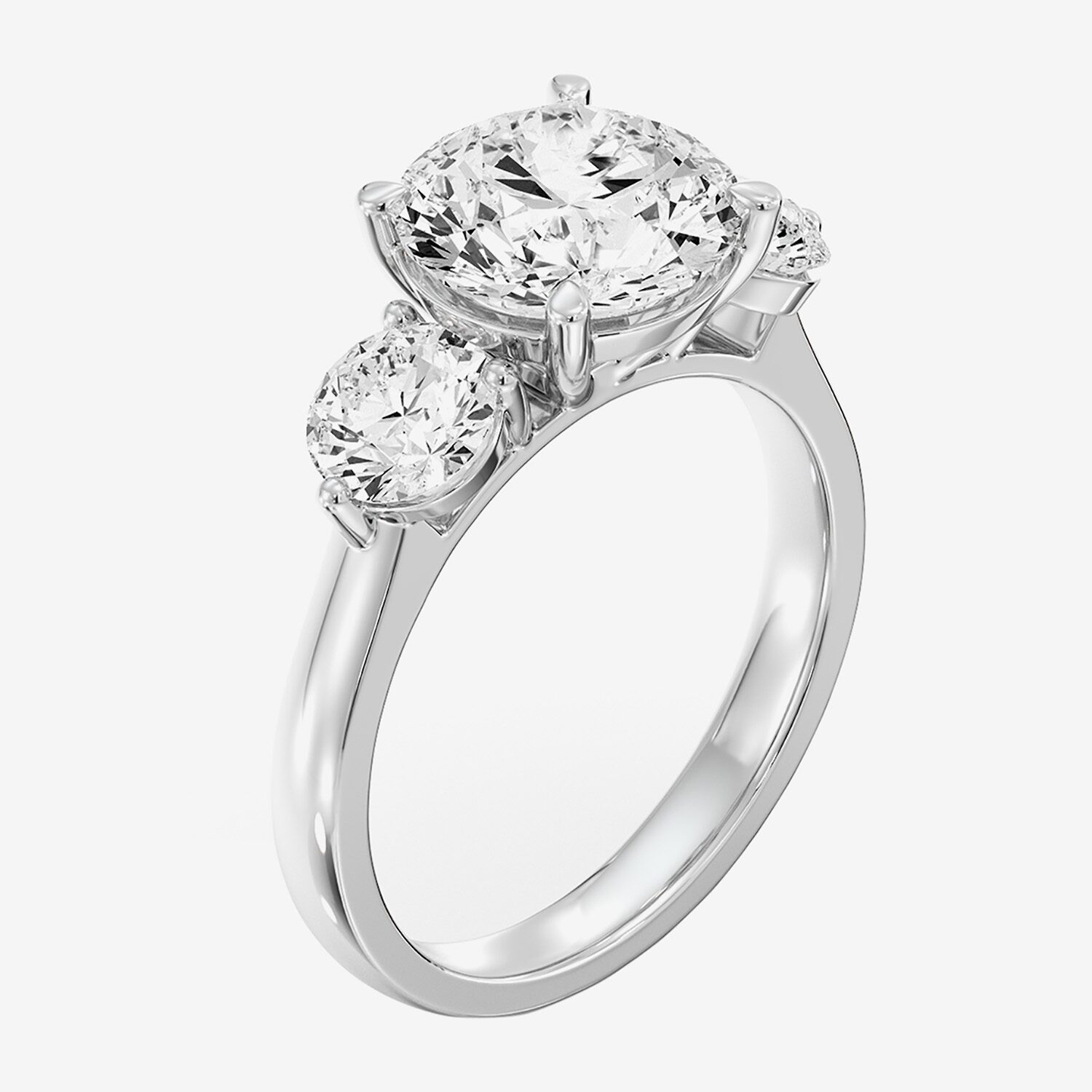 Love Lives Forever (F / Si1-Si2) Womens 4 CT. T.W. Lab Grown White Diamond 10K Gold Round 3-Stone Engagement Ring