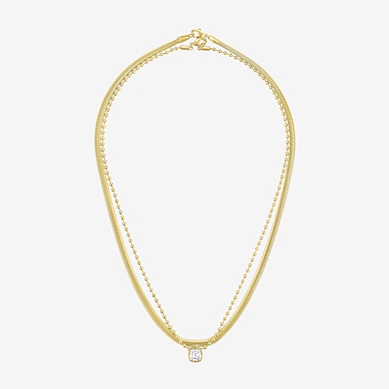 Yes, Please! Womens Lab Created White Sapphire 2-pc. Pendant Necklace Set