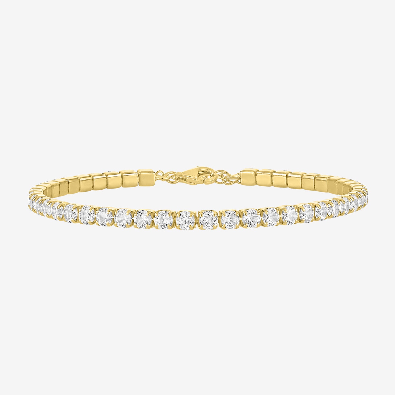 Yes, Please! Womens Lab Created White Sapphire 14K Gold Over Brass 6 1/2 Inch Tennis Bracelet