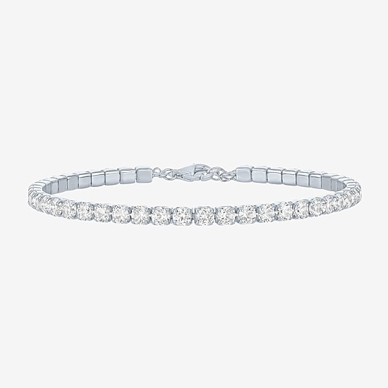 Yes, Please! Womens Lab Created White Sapphire 14K Gold Over Brass 6 1/2 Inch Tennis Bracelet