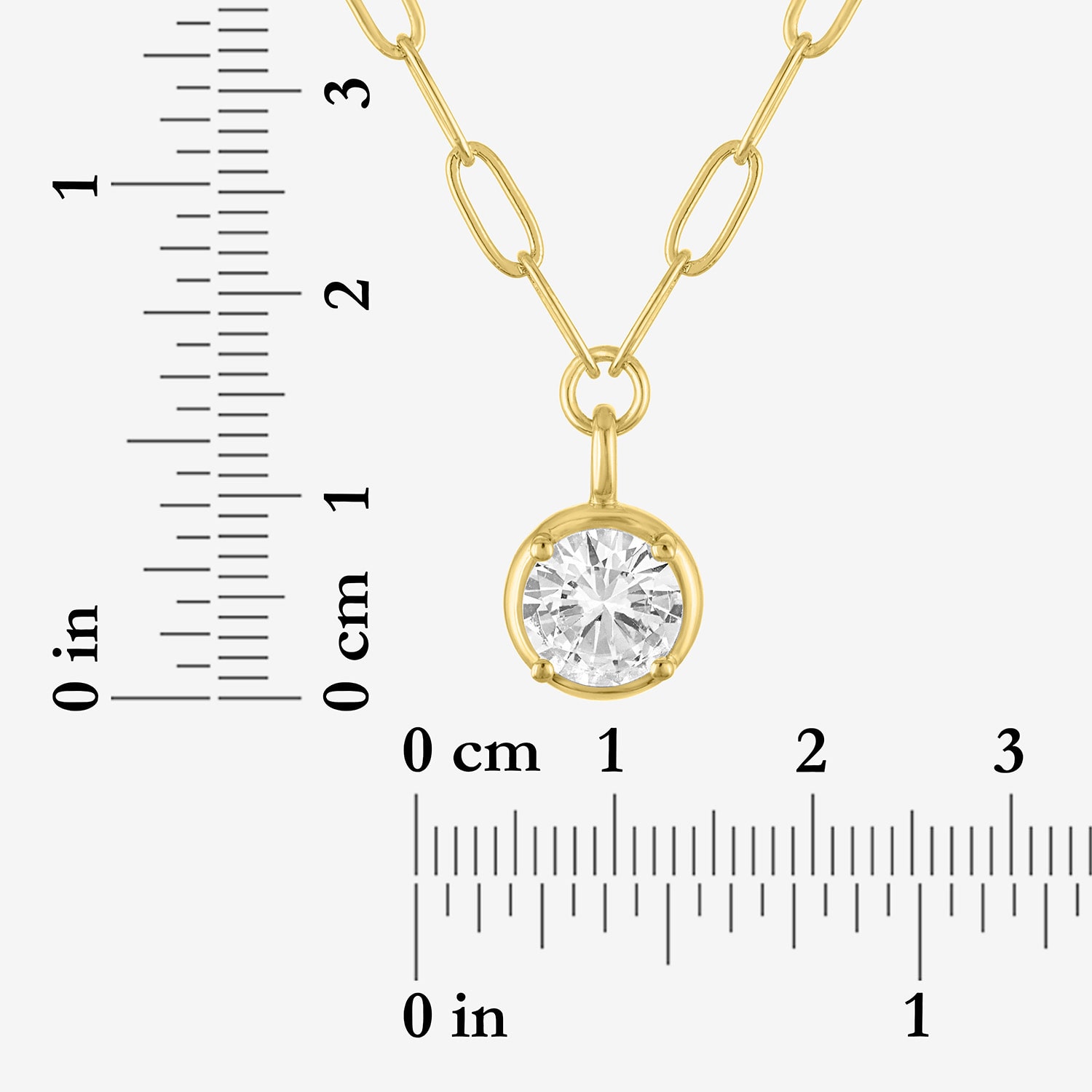Womens Lab Created White Sapphire 14K Gold Over Brass Round 18 Inch Pendant Necklace