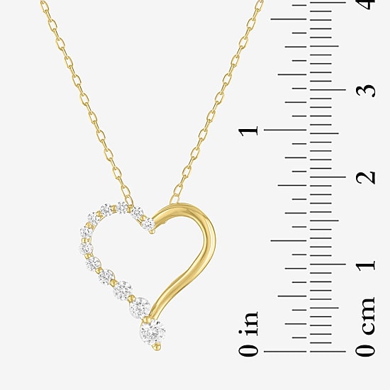Yes, Please! Womens Lab Created White Sapphire 14K Gold Over Brass Heart 16 Inch Pendant Necklace
