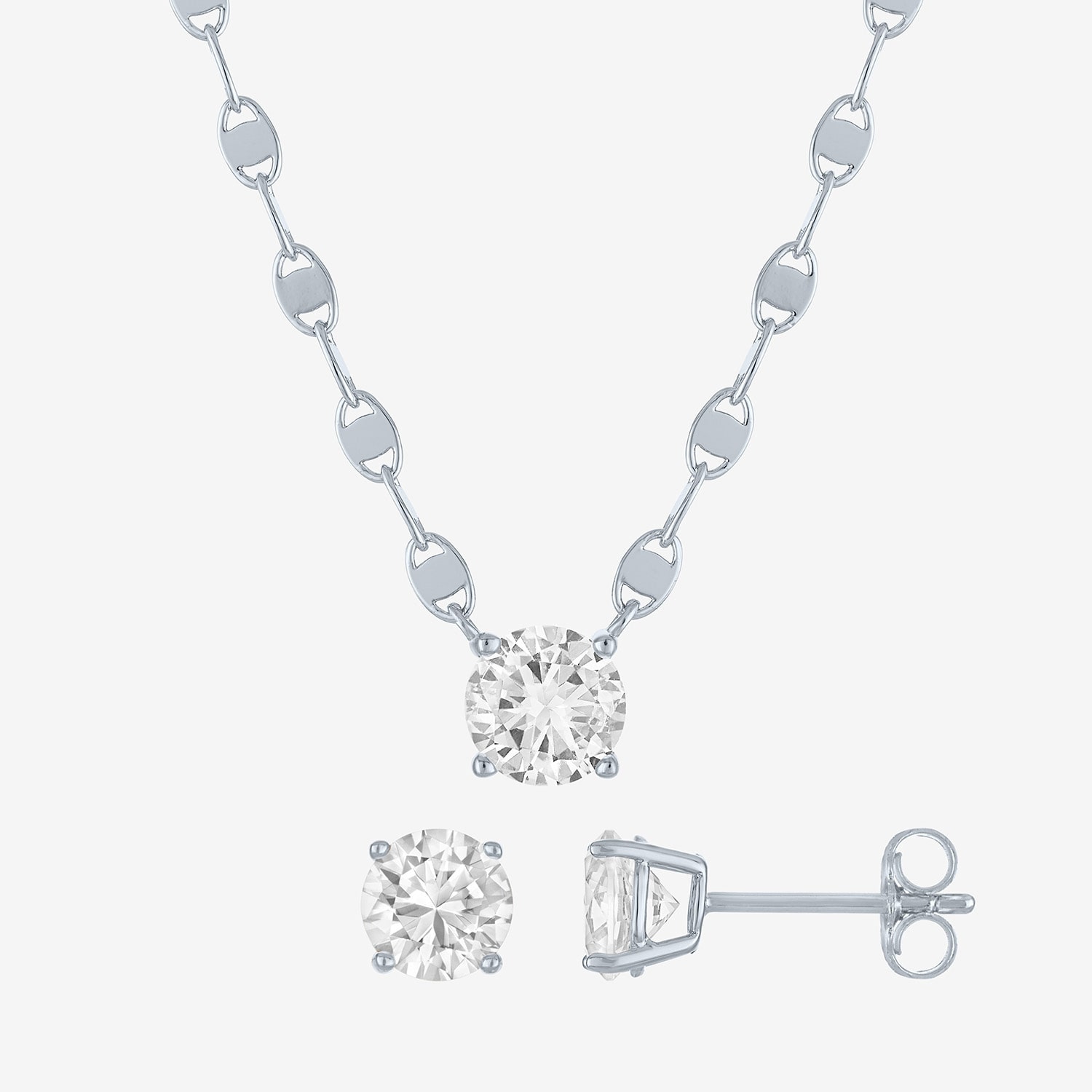Yes, Please! Womens Lab Created White Sapphire Pure Silver Over Brass 2-pc. Jewelry Set