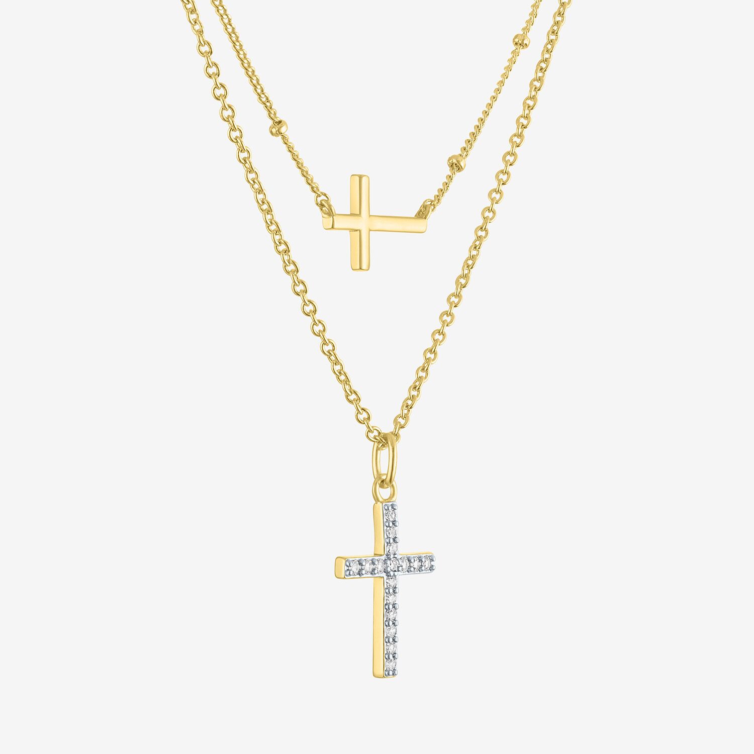 Religious Jewelry Yes, Please! Womens Lab Created White Sapphire Cross 2-pc. Pendant Necklace Set