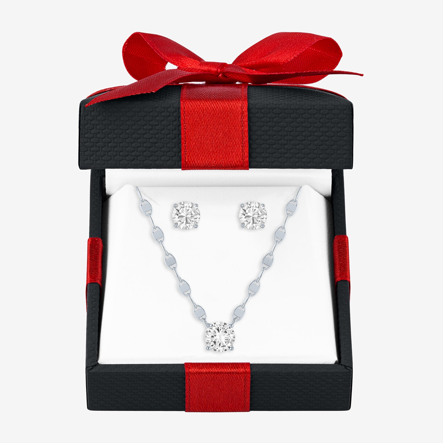 Yes, Please! Womens Lab Created White Sapphire Pure Silver Over Brass 2-pc. Jewelry Set