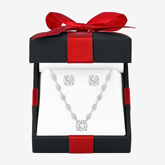 Yes, Please! Womens Lab Created White Sapphire Pure Silver Over Brass 2-pc. Jewelry Set