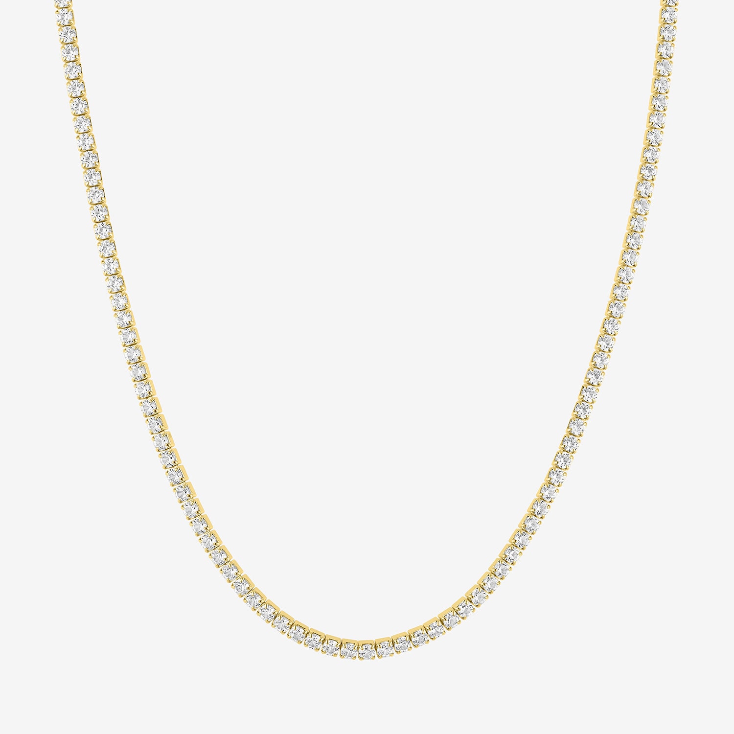 Yes, Please! Womens White Sapphire Pure Silver Over Brass 15 Inch Tennis Necklace