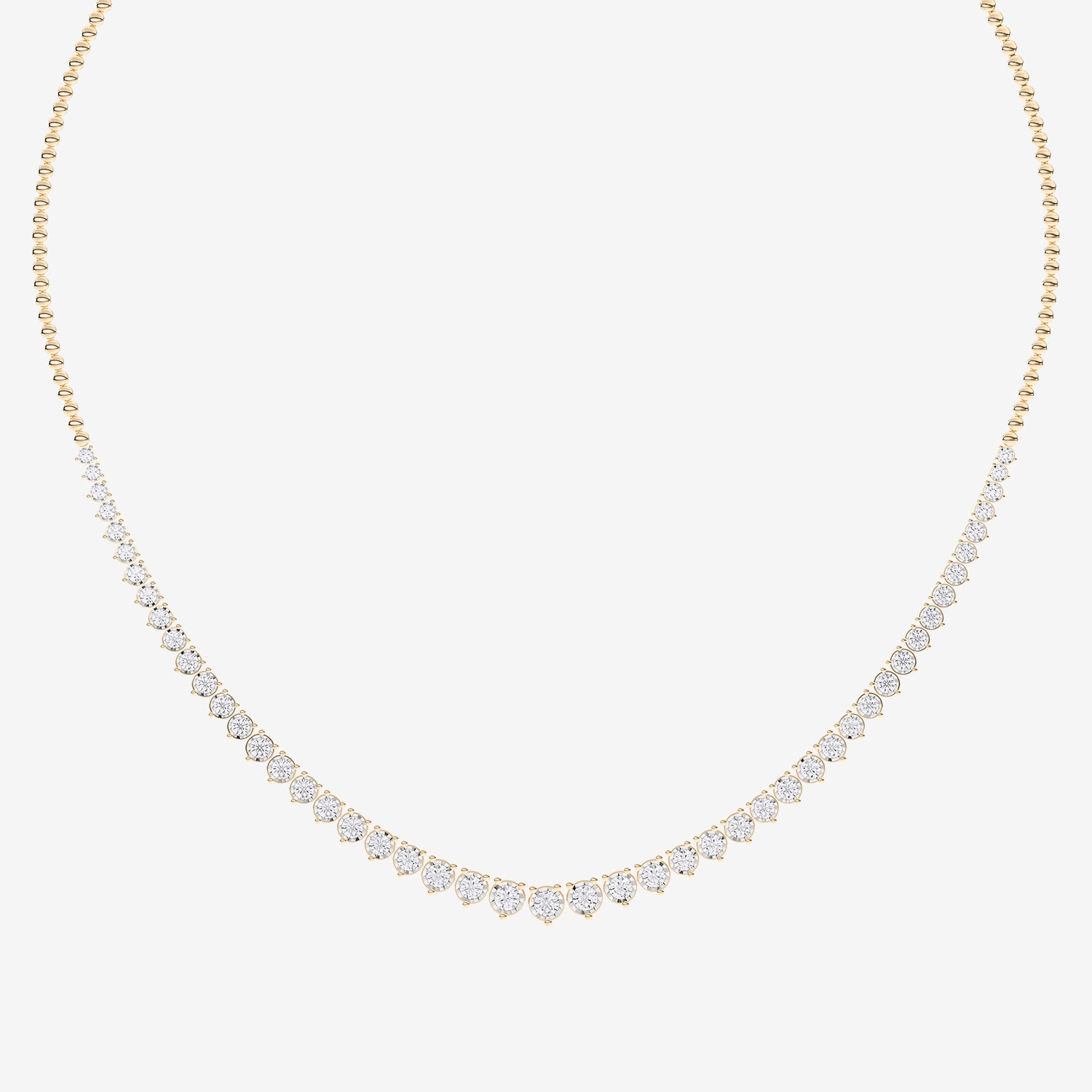 (F / Vs2) Womens White Diamond Sterling Silver 18 Inch Tennis Necklace