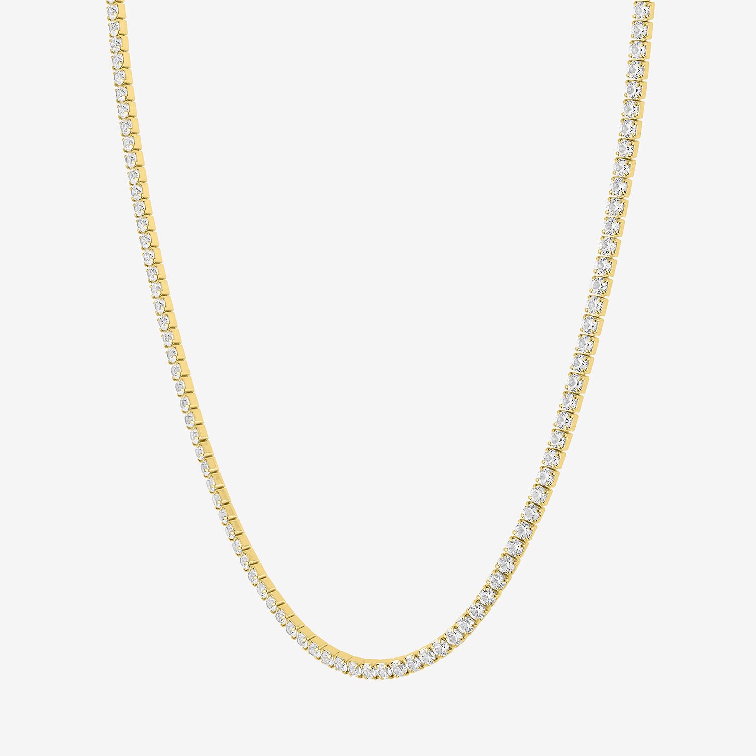 Yes, Please! Womens White Sapphire Pure Silver Over Brass 15 Inch Tennis Necklace
