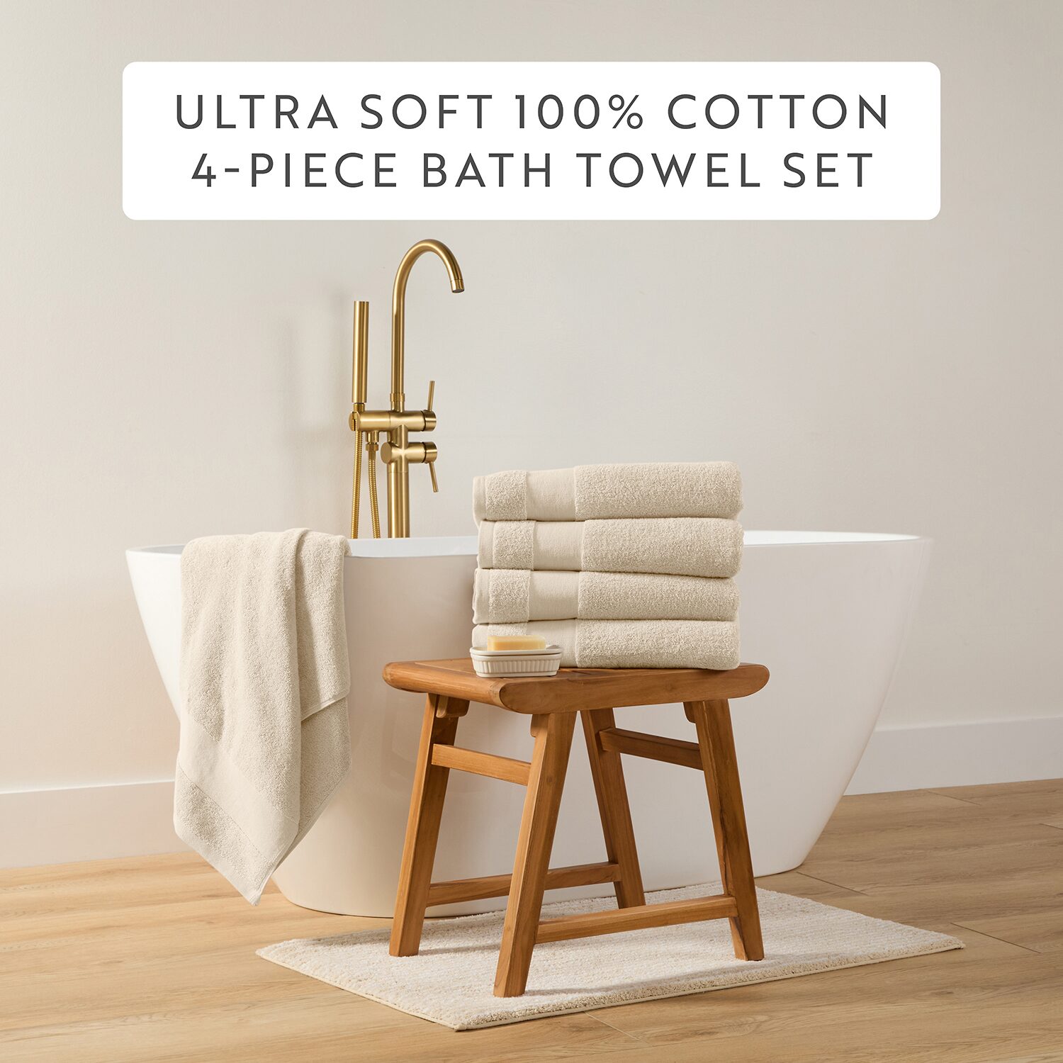 Casual Comfort Essential 4-Piece 100% Cotton Ultra Soft Bath Towel Set