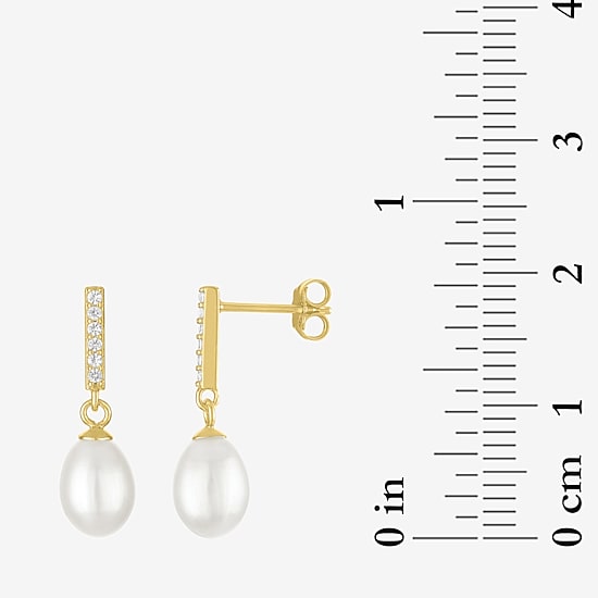 Yes, Please! Womens White Cultured Freshwater Pearl 14K Gold Over Brass 2-pc. Jewelry Set