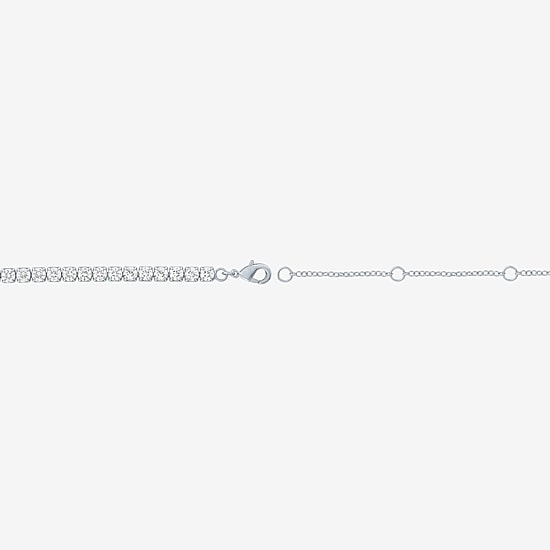 Yes, Please! Womens White Sapphire Pure Silver Over Brass 15 Inch Tennis Necklace