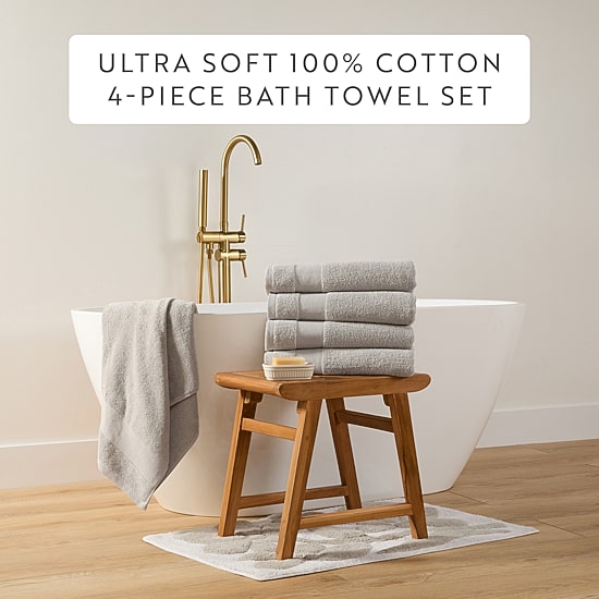 Casual Comfort Essential 4-Piece 100% Cotton Ultra Soft Bath Towel Set