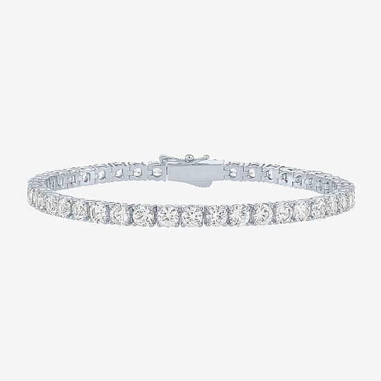 Bold Addiction Womens Lab Created White Sapphire 14K Gold Over Brass 7.5 Inch Tennis Bracelet