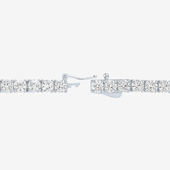 Bold Addiction Womens Lab Created White Sapphire 14K Gold Over Brass 7.5 Inch Tennis Bracelet