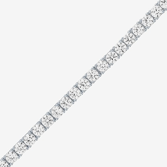 Bold Addiction Womens Lab Created White Sapphire 14K Gold Over Brass 7.5 Inch Tennis Bracelet