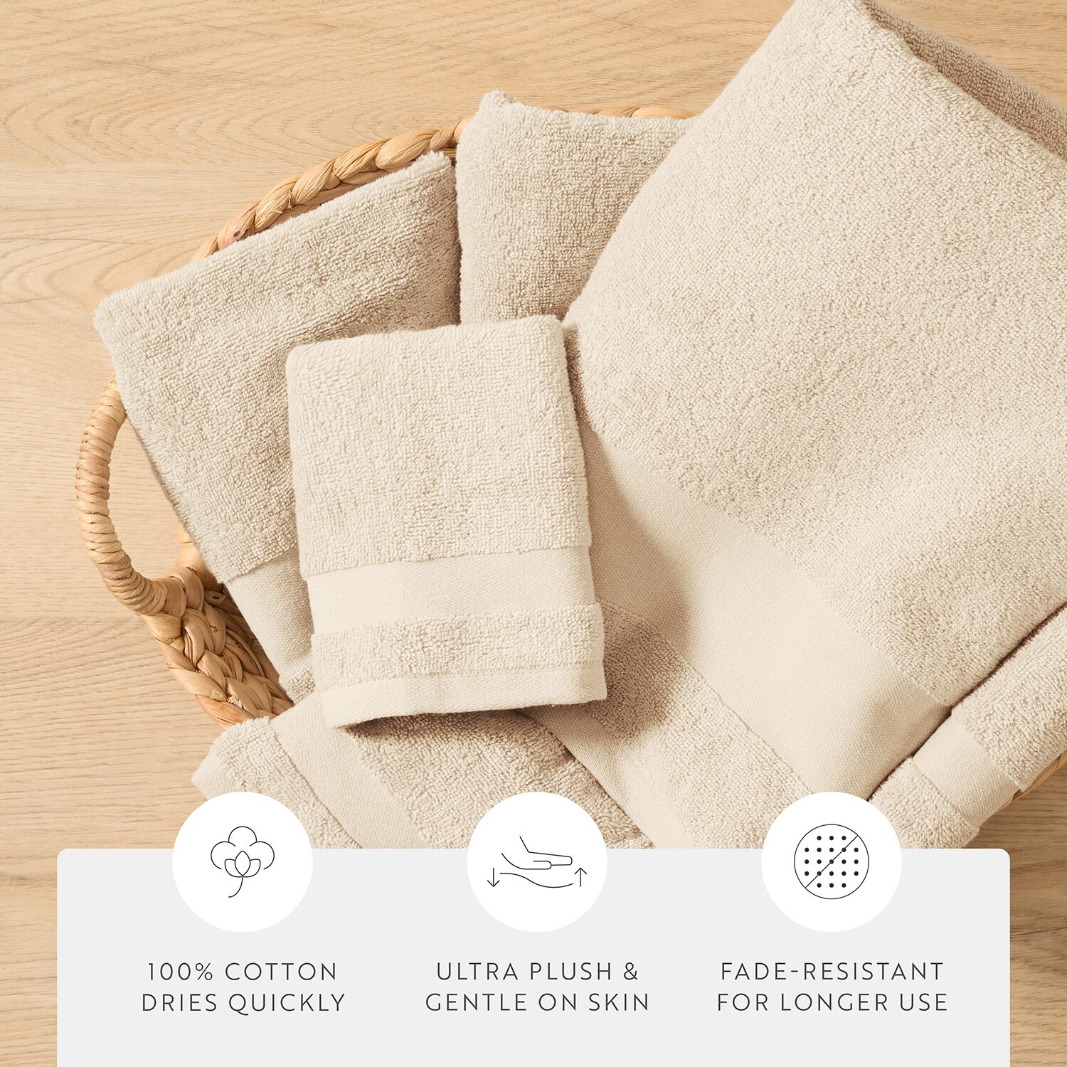 Casual Comfort Essential 4-Piece 100% Cotton Ultra Soft Hand Towel Sets