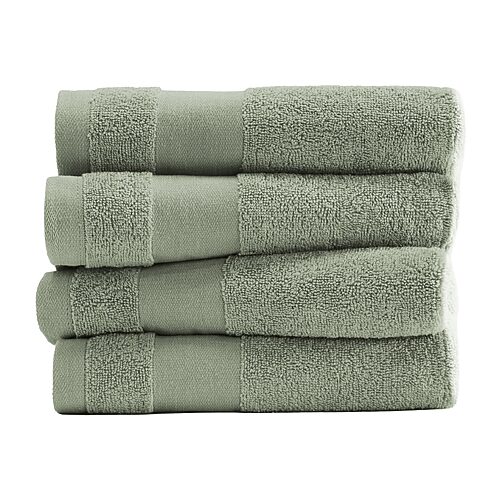 Casual Comfort Essential 4-piece 100% Cotton Ultra Soft Hand Towel Sets In Green