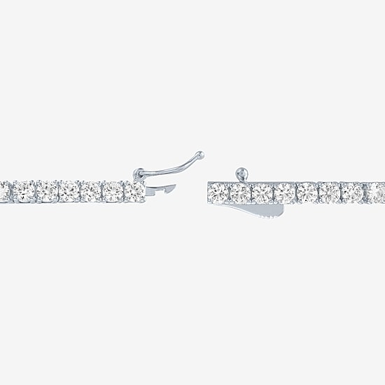 Bold Addiction Womens Lab Created White Sapphire Pure Silver Over Brass 7.5 Inch Tennis Bracelet